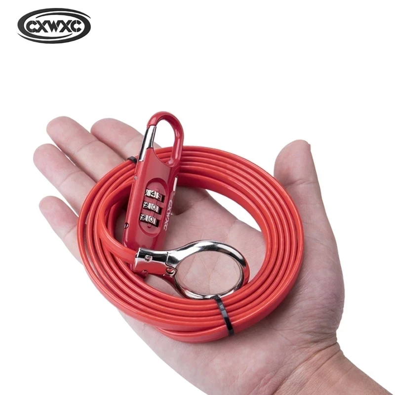 Cable Lock Flexible - ポータブル自転車ロック,耐久性のあるスチールワイヤーミニヘルメット,1.8 m,マウンテンバイクアクセサリー