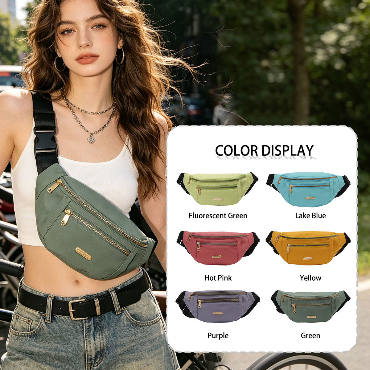 Cycling Commute Bag - ファッションカジュアルソリッドカラーの女性用チェストバッグアウトドア軽量スポーツサイクリングバッグ大容量ウエストバッグ毎日の通勤用