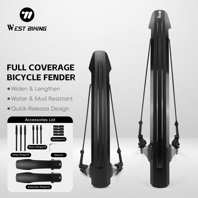Fender Mudguard Set - WEST BIKING バイクフェンダーセット 2個入り フルカバー 自転車フェンダー