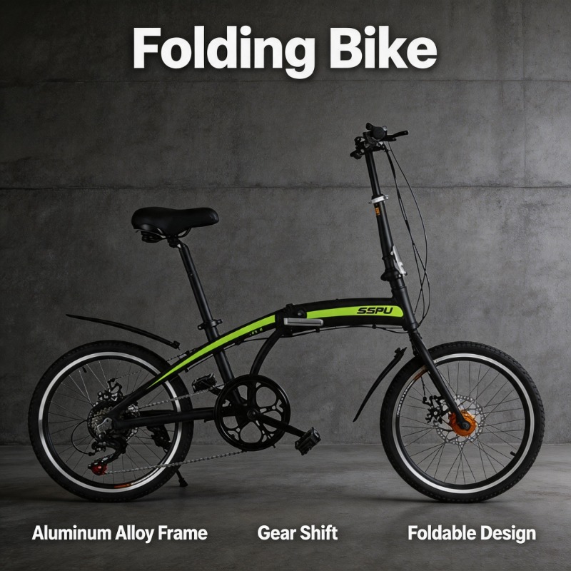Commuter Biking - 20インチ折りたたみ自転車 - 軽量アルミニウム合金製ポータブル通勤自転車 - 超軽量7速シティトラベル軽量自転車