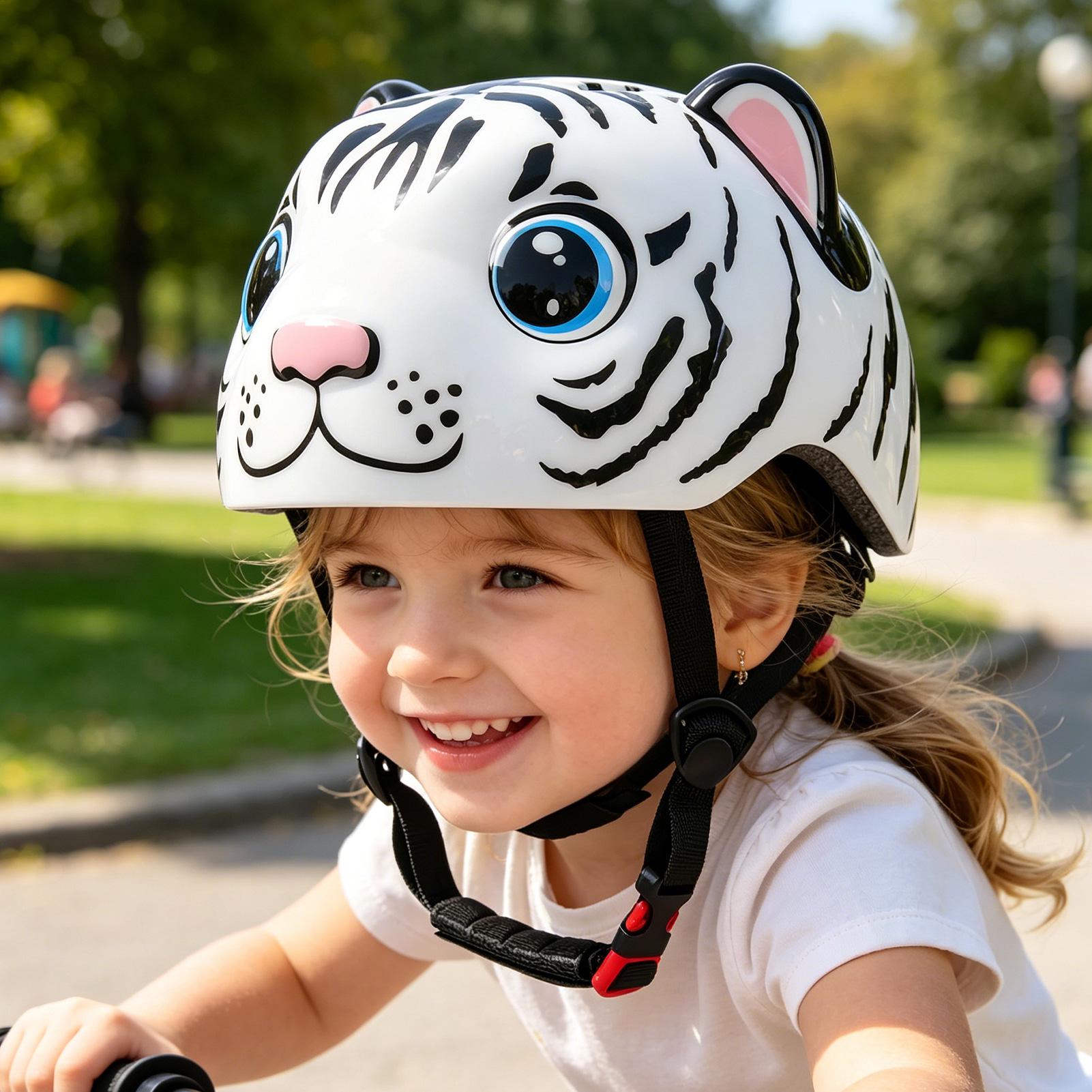 Commute Cycling Helmet - 子供用ヘルメット タイガーパターン 調節可能なスクーターヘルメット 男の子用ヘルメット 2～6歳の子供用 日常学校