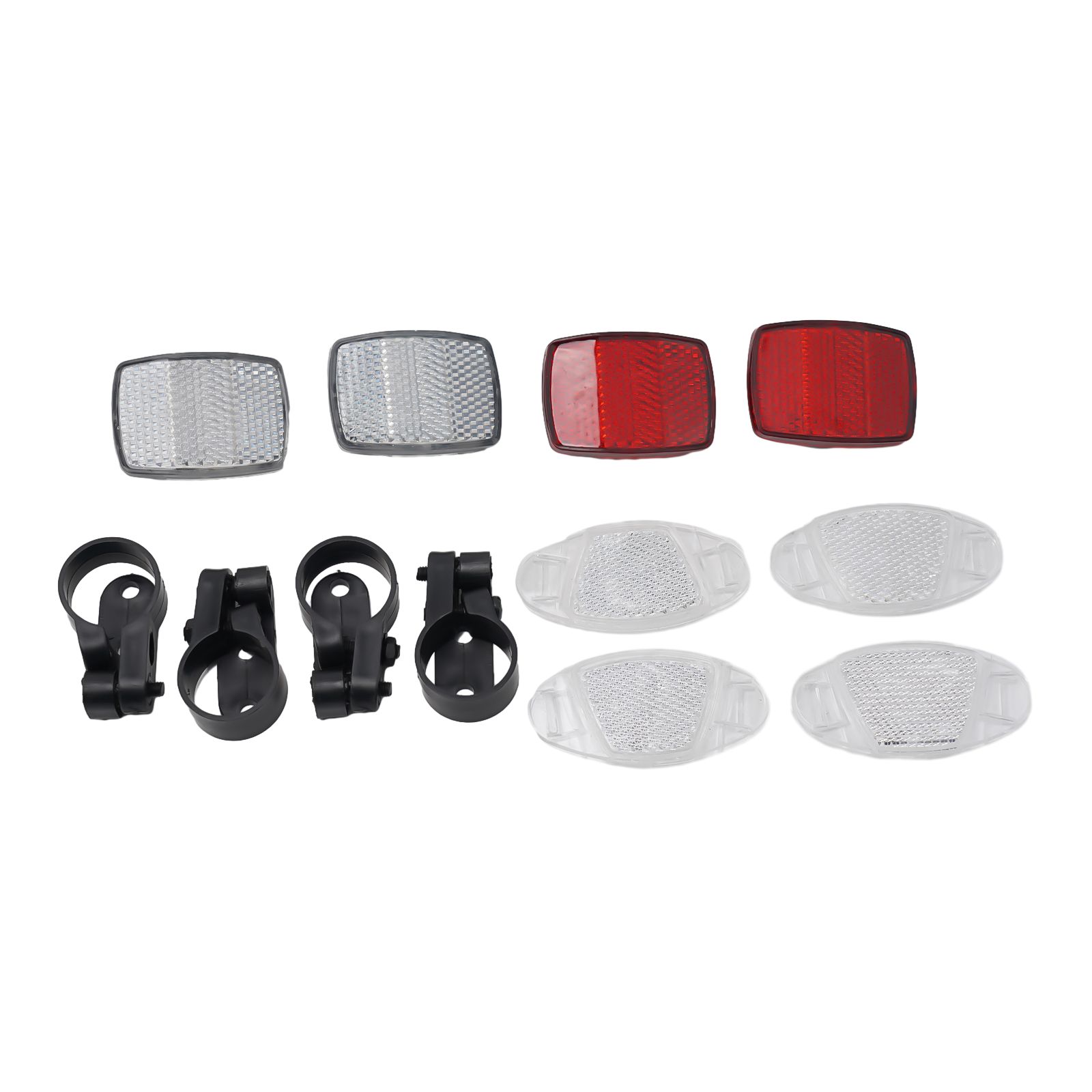 Spoke Reflector Set - 視認性向上フロントリアスポークリフレクターセット 自転車用ブラケット付き ABS素材 ブラック/レッド/ホワイト/イエロー 重量100g
