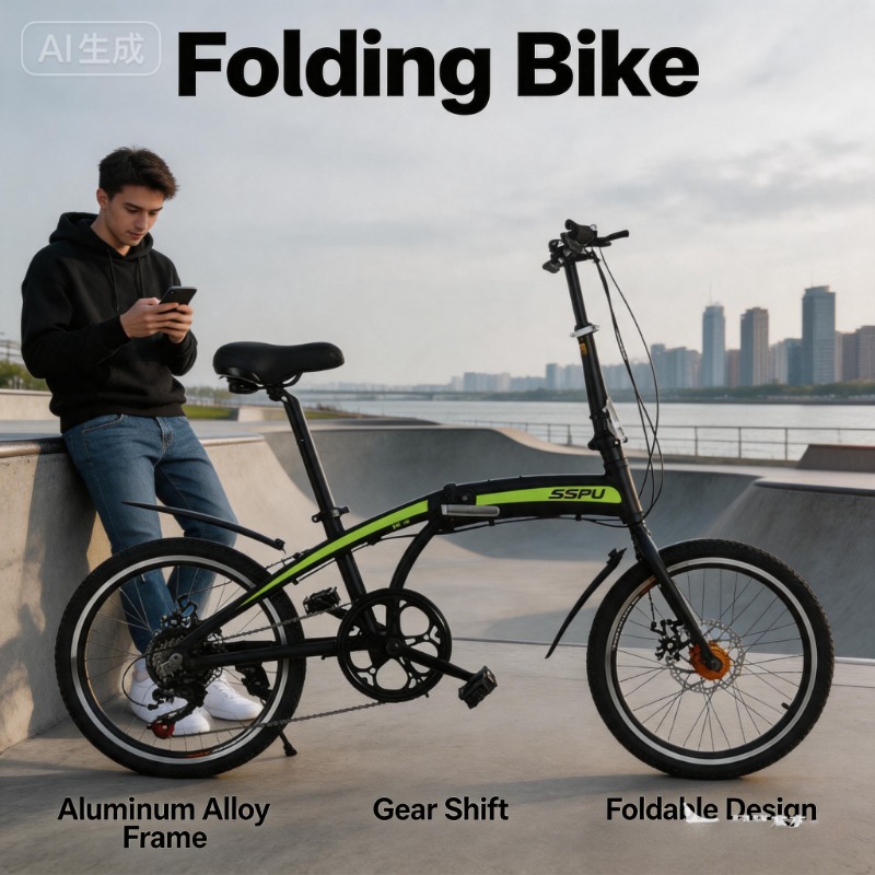 Commuter Biking - 超軽量20インチ折りたたみ自転車 - アルミ合金製ポータブルシティ通勤自転車 7速 グレー 軽量トラベルバイク