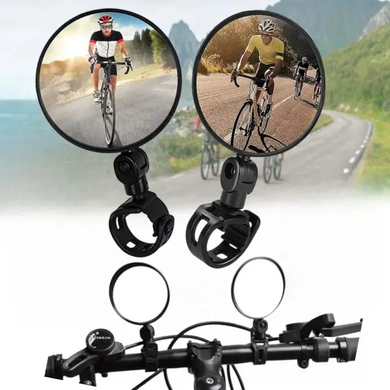Mirror Handlebar Convex - ユニバーサル自転車バックミラー360 ° 調整可能な回転式凸面広角サイクリングハンドルバーリアビューミラー