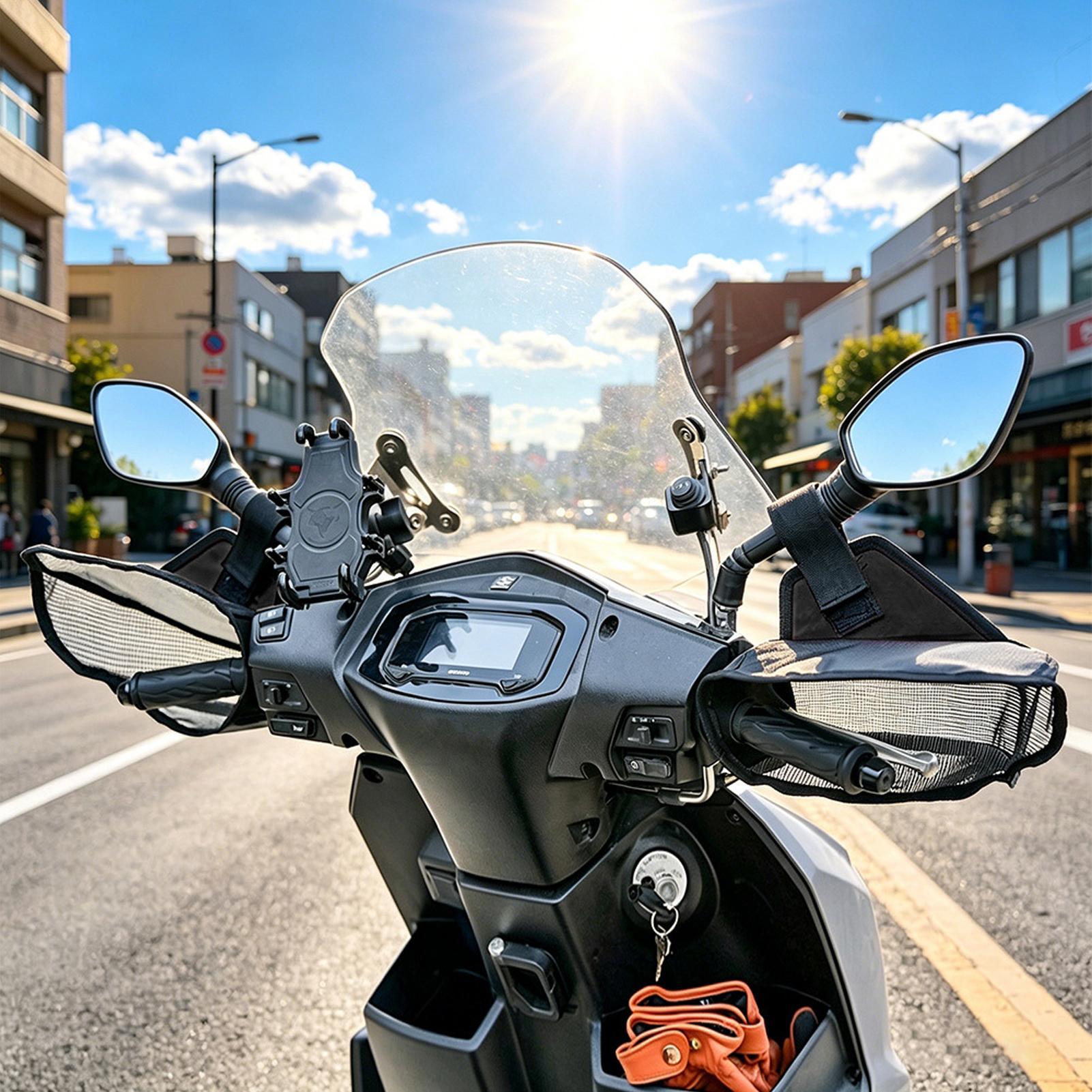 Cycling Commute Distance - ハンドルバーグローブ通気性メッシュガントレットハンドルバーグローブスクーターバイクマウンテンロード長距離走行通勤用