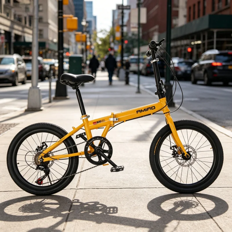 Commuter Biking - 20インチ イエロー スポークホイール 折りたたみ自転車 超軽量 ポータブル