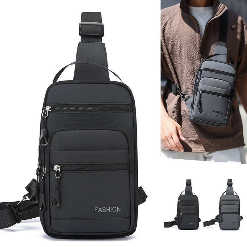 Cycling Commute Bag - 男性用チェストバッグ 撥水性 オックスフォード フロントジッパーポケット 取り外し可能なストラップ サイクリング