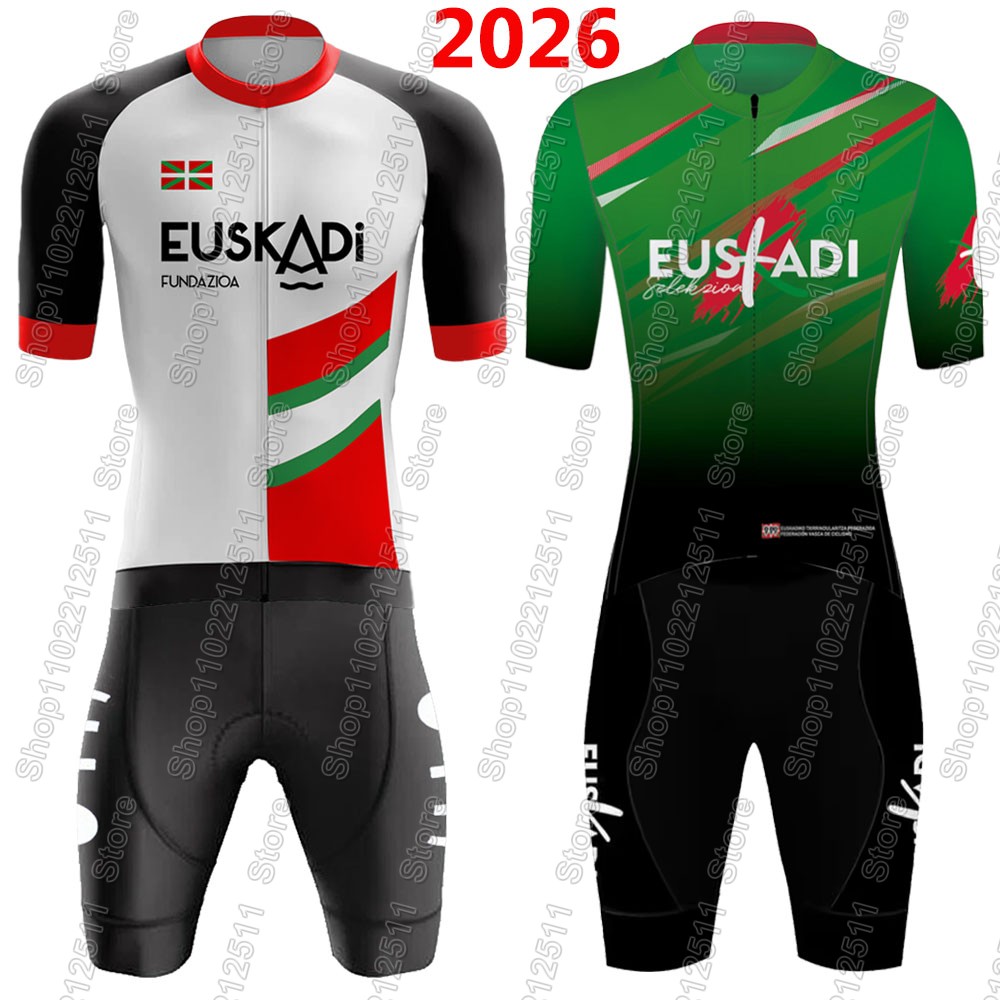 Cycling Commute Shorts - Euskadi チームサイクリングジャージ 2026 セット夏スペイン自転車服ロードバイクシャツスーツ自転車ビブショーツ MTB Ropa