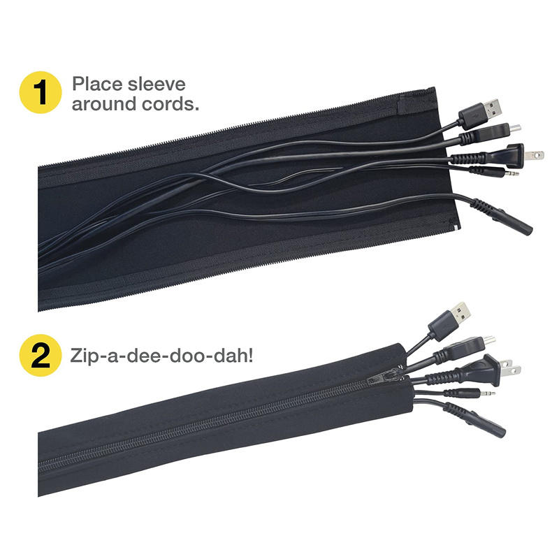 Cable Lock Flexible - 1/2/4 個の柔軟なケーブル管理スリーブ コードオーガナイザー ジッパー付き ユニバーサルケーブルスリーブ ラップカバー