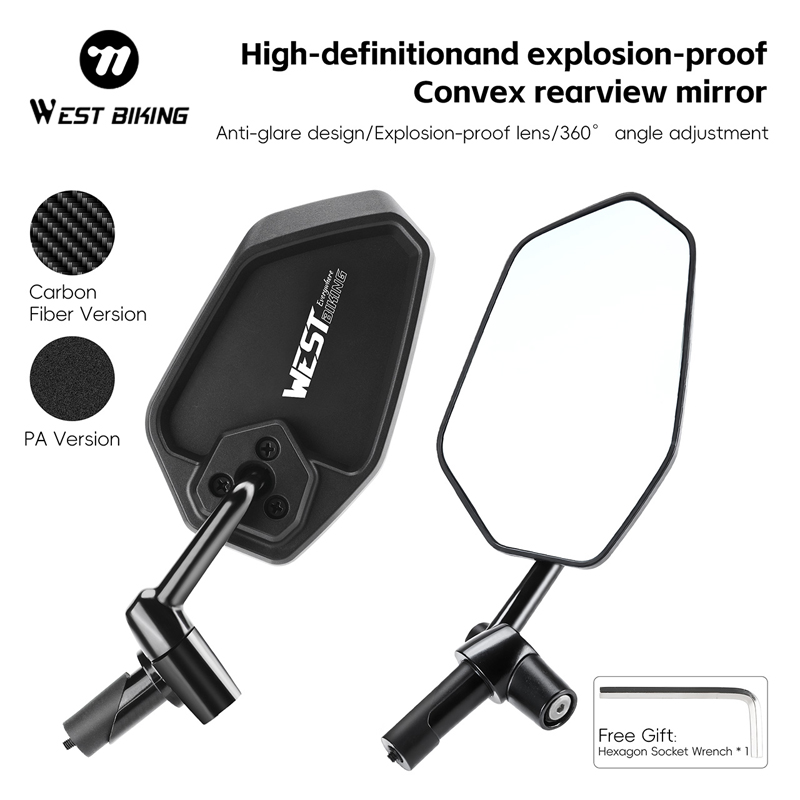 Mirror Handlebar Convex - WEST BIKING HD アンチグレア凸面バックミラー 360 °