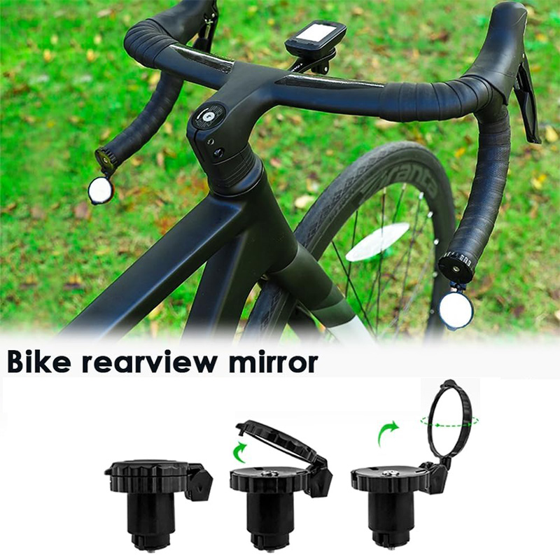 Mirror Handlebar Convex - 自転車ハンドルバー凸面鏡 HD 調整可能回転自転車ハンドルバープラグバックミラー MTB ロードバイクアクセサリー用