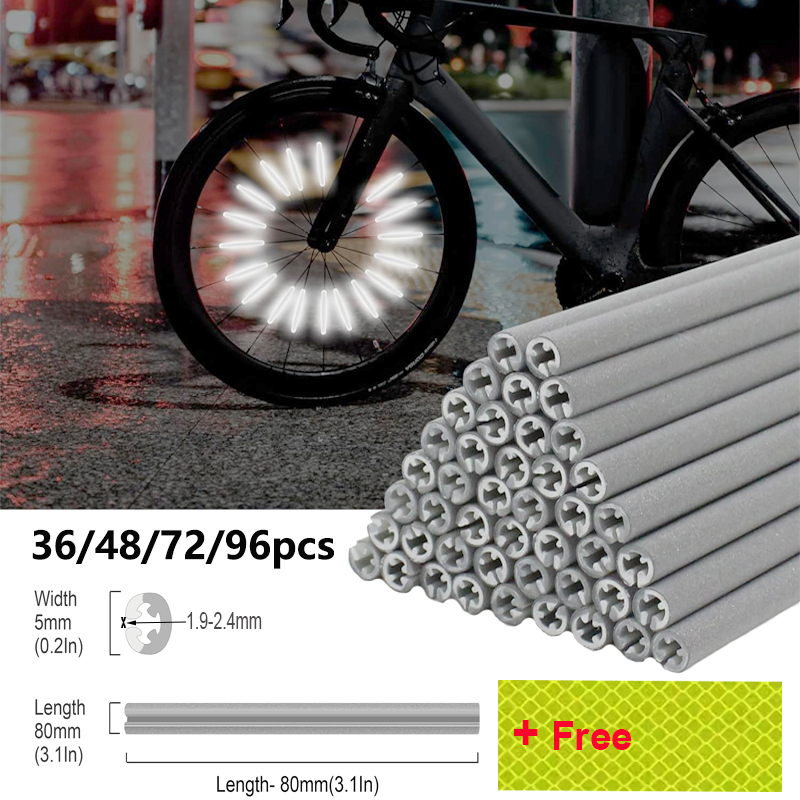 Spoke Reflector Set - 36/48/72/96 個 8 センチメートルスポークリフレクター自転車セット防水簡単な組み立て、夜間の安全な走行リフレクター