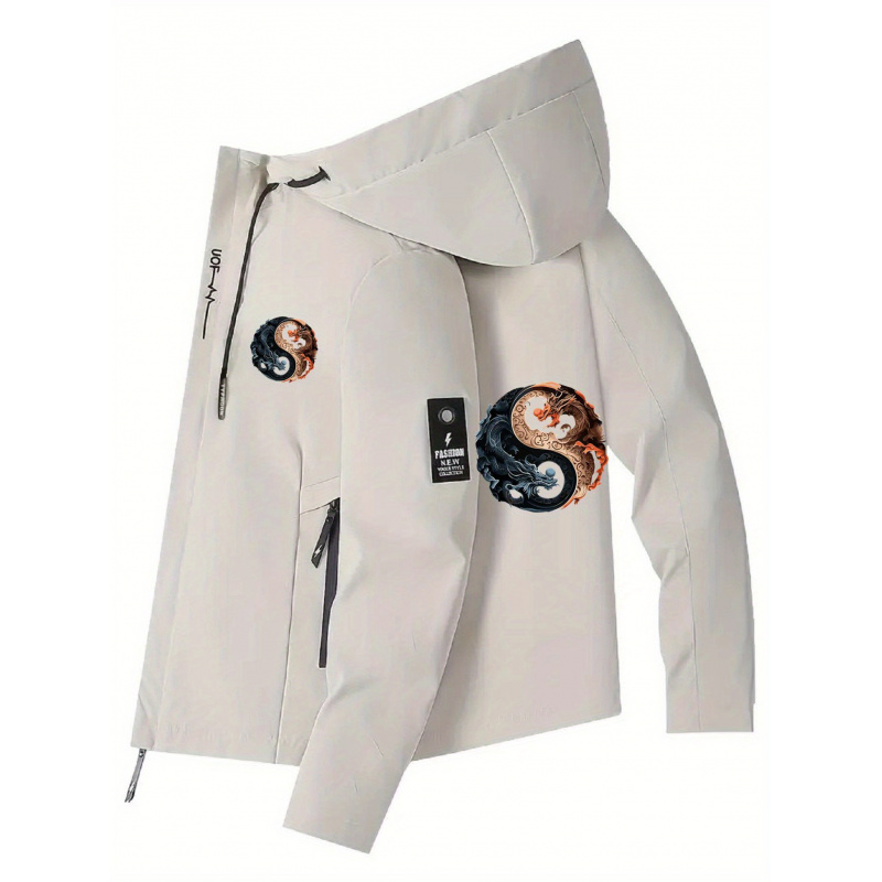 Cycling Commute Jacket - メンズフード付きジャケット - フードとジッパー付きポケット付きのジッパー式防風コート - サイクリング、釣り、通勤用の防水ジャケット