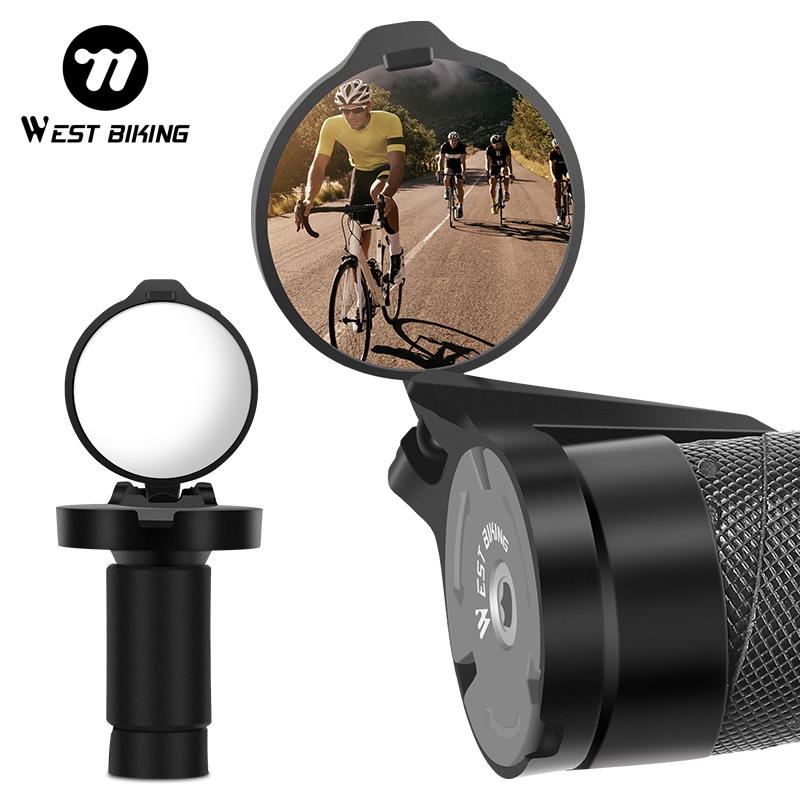 Mirror Handlebar Convex - WEST BIKING 2PC バーエンド自転車バックミラー調整可能な凸面ワイドビジョンサイドミラーは 16-22 ミリメートルハンドルバーに適合ロード