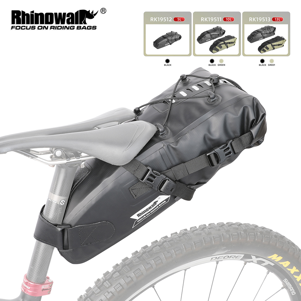 Cycling Commute Bag - Rhinowalk 自転車サドルバッグ 5L-13L 防水大容量折りたたみテールバックリアバッグ MTB ロード荷物自転車アクセサリー