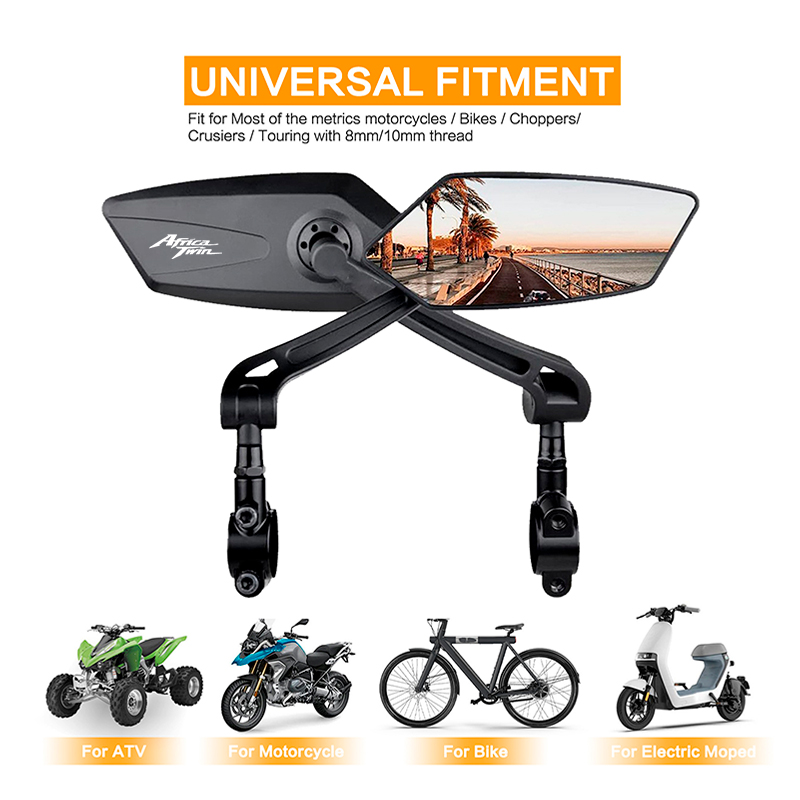 Mirror Handlebar Convex - オートバイハンドルバーミラー折りたたみ式ブラック広角凸面リアビューホンダアフリカツインCRF1000L CRF CRF1100アクセサリー用