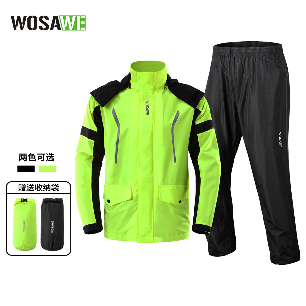Cycling Commute Jacket - WOSAWE サイクリングレインスーツ男性防水バイクレインコートジャケットパンツ反射 MTB ロード自転車通勤屋外乗馬ギア