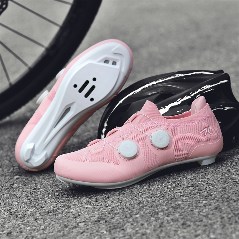 Cycling Commuter Shoes - ロードサイクリングシューズ男性女性ピンク通気性セルフロッククリート Spd ロードバイクシューズ女性調節可能なプロレーシング自転車スニーカー