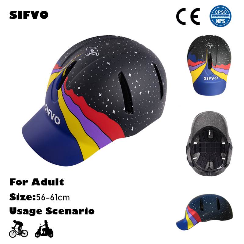 Commute Cycling Helmet - Sifvo-男性と女性のためのスタイリッシュな自転車用ヘルメット、アーバンサイクリング、スクーター用ヘルメット、レトロな野球帽、サイクリング、道路、通勤、大人