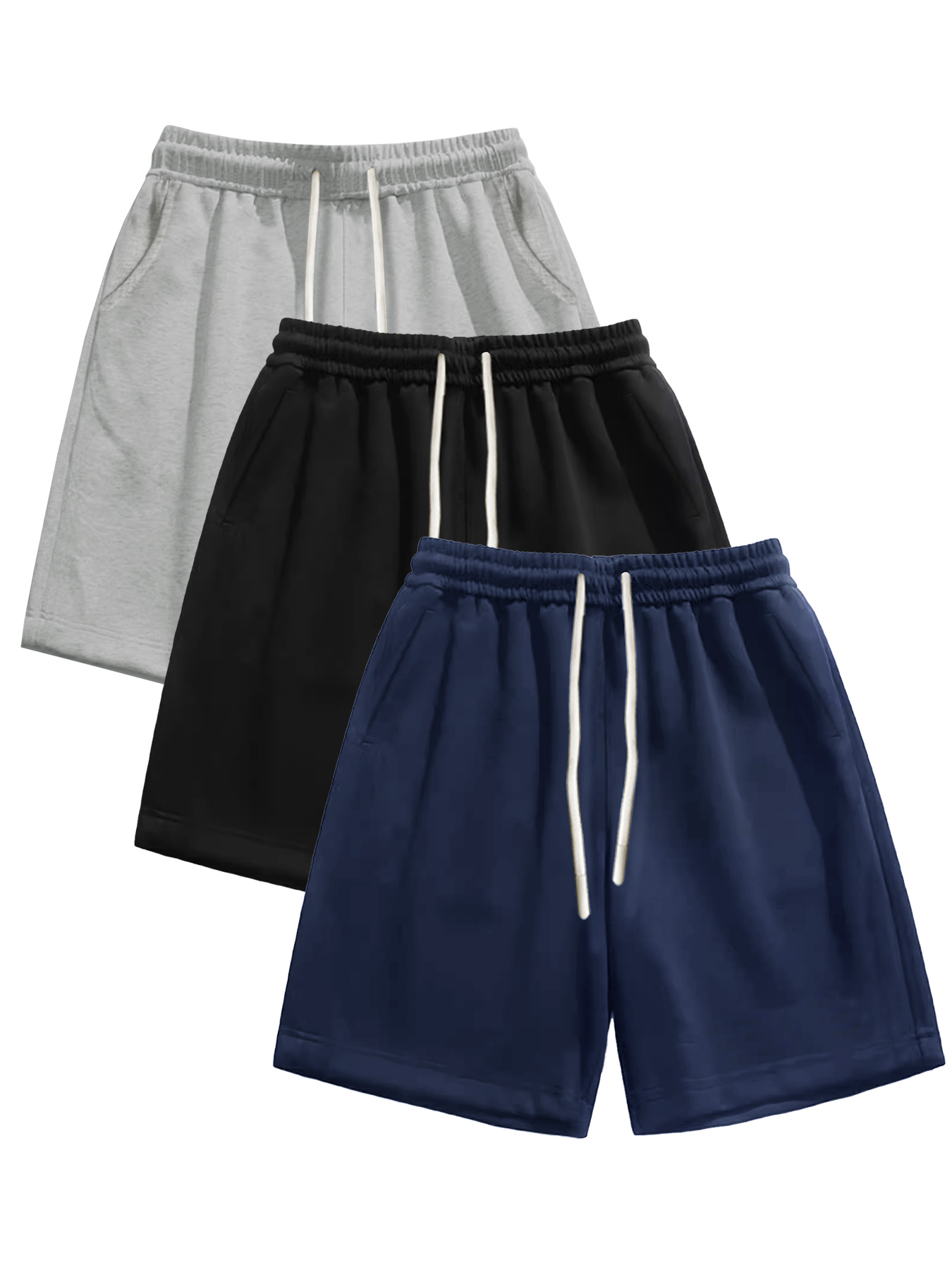 Cycling Commute Shorts - 3ピースメンズショーツ、夏用無地ドローストリングウエスト、快適で通気性のあるトレーニングパンツ、カジュアルスポーツパンツ、屋外ランニング、サイクリング、フィットネス、登山、その他のスポーツに最適です。