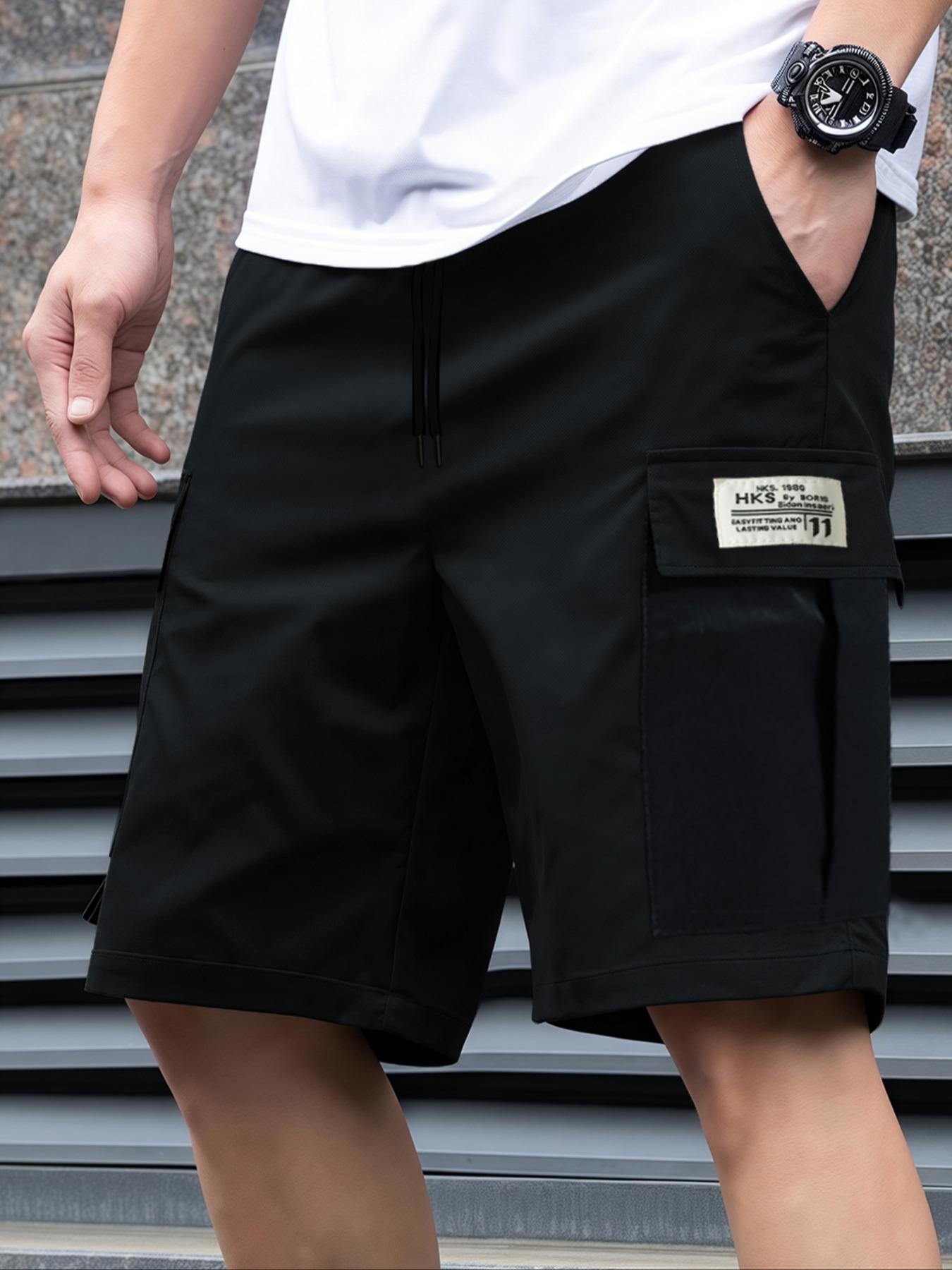 Cycling Commute Pants - メンズ無地カジュアルスポーツショーツ、肌に優しい生地、吸湿性と通気性、巾着付き、マルチフラップポケットパンツ、カーゴパンツショーツ、毎日の通勤、アウトドアスポーツ、自宅、サイクリング、キャンプ、登山、ハイキングに最適