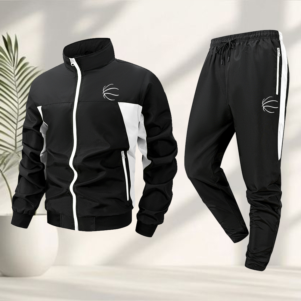 Cycling Commute Jacket - メンズクリエイティブバスケットボールストライプカジュアルスポーツスーツジッパージャケットとズボン夏フィットネスサイクリング屋外通勤スーツ