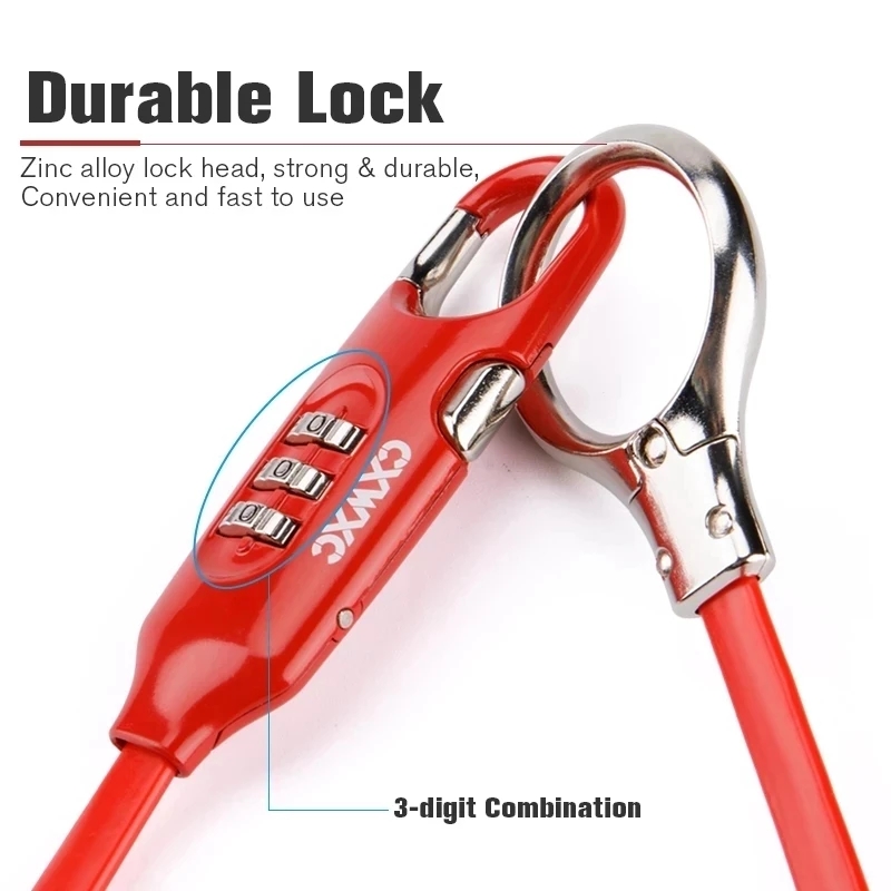 ポータブル自転車ロック,耐久性のあるスチールワイヤーミニヘル - Cable Lock Flexible のレビューと価格