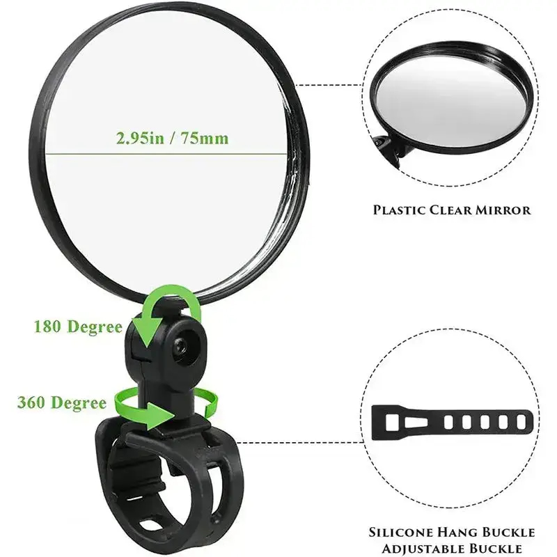 ユニバーサル自転車バックミラー360 ° 調整可能な回転式凸 - Mirror Handlebar Convex のレビューと価格