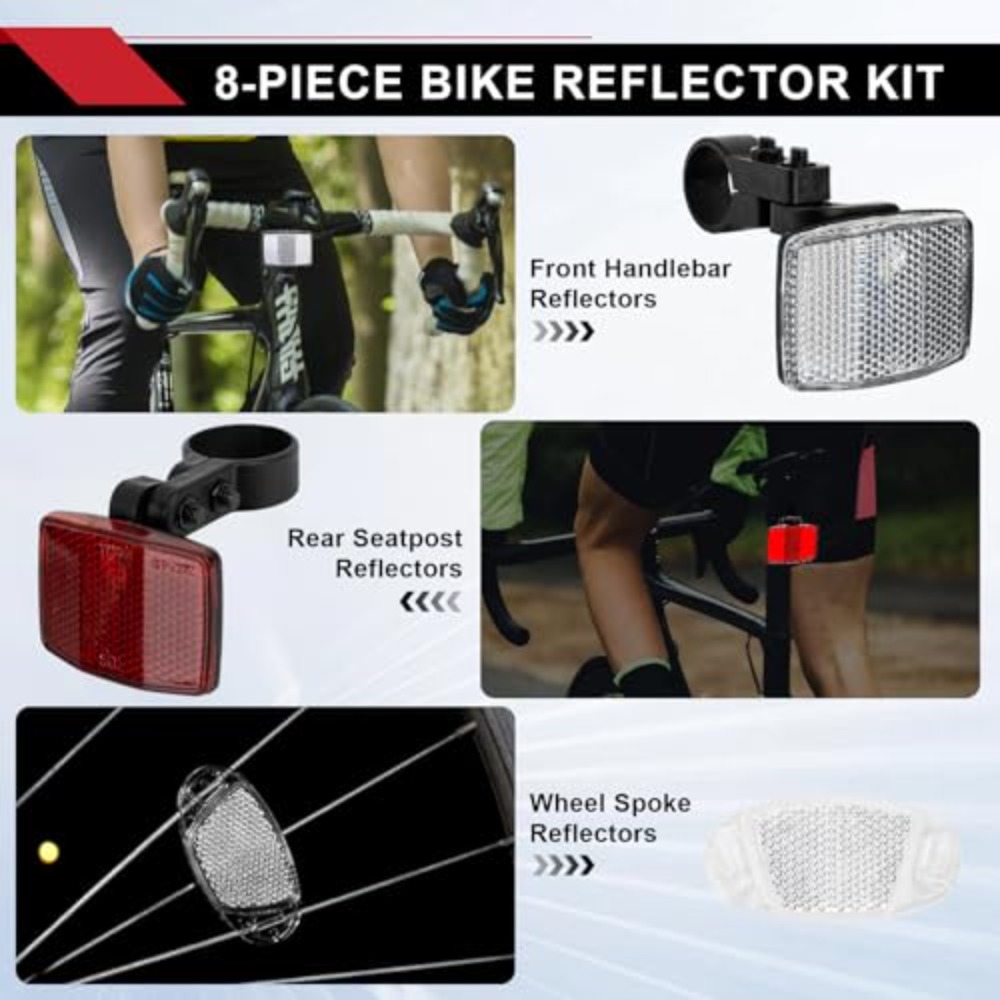 8個入り自転車反射板キット、夜間走行安全反射板セット、ハンド - Spoke Reflector Set のレビューと価格