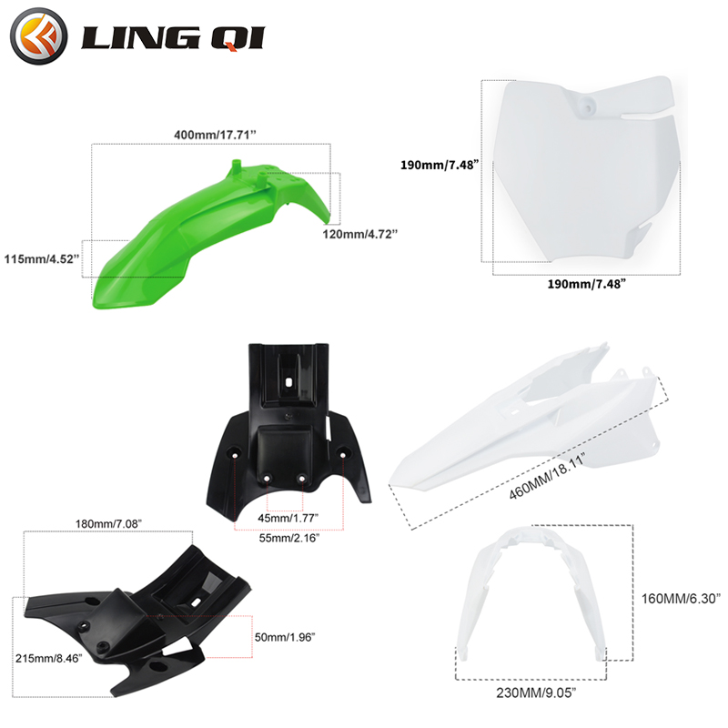 Lingqi-オートバイ用のボディキット,プラスチックフェン - Fender Mudguard Set のレビューと価格