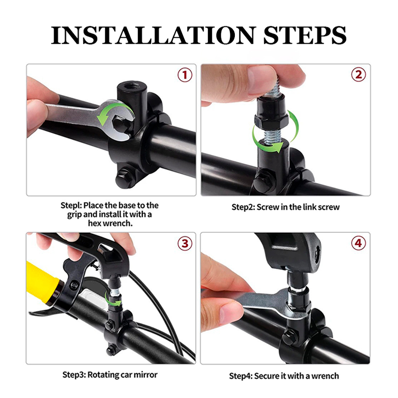 オートバイハンドルバーミラー折りたたみ式ブラック広角凸面リア - Mirror Handlebar Convex のレビューと価格