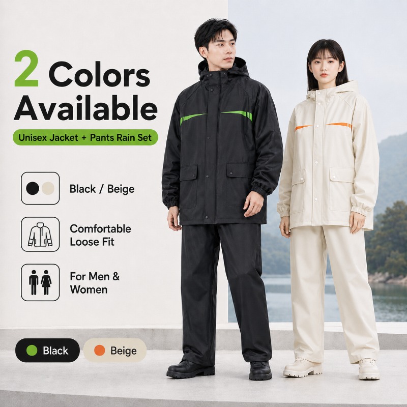 ユニセックス2ピース防水サイクリングレインスーツ – ジャケ - Cycling Commute Jacket のレビューと価格