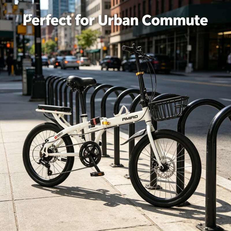 ホワイトスポークホイール後部座席フレーム20インチ折りたたみ - Commuter Biking のレビューと価格
