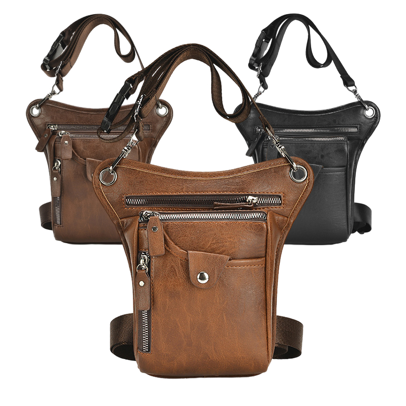 ヴィンテージPUレザーウエストパックドロップレッグバッグ男女 - Cycling Commute Bag のレビューと価格