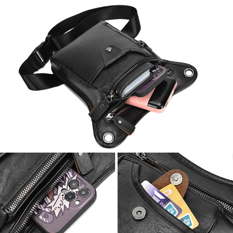 ヴィンテージPUレザーウエストパックドロップレッグバッグ男女 - Cycling Commute Bag のレビューと価格